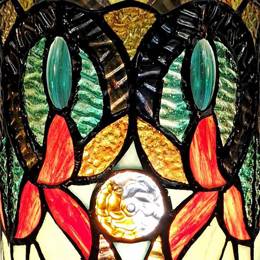 HomeRoots - Wholesale Accent/Desk Lamp - 11" Beige And Orange Mosaic Tile Stained Glass Accent Lamp3