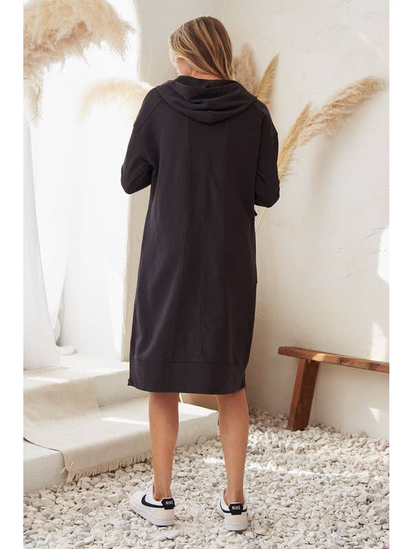 JADE BY JANE - Wholesale Dress - Women's - PLUS SIZE Solid Hooded Long sweatshirt dress (PLUS)3
