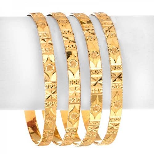JoeyTheJewelry - Wholesale Bangle Bracelet - 18k Gold Layered Real Gold-Filled Bangles Dozen 12pcs 6mm5