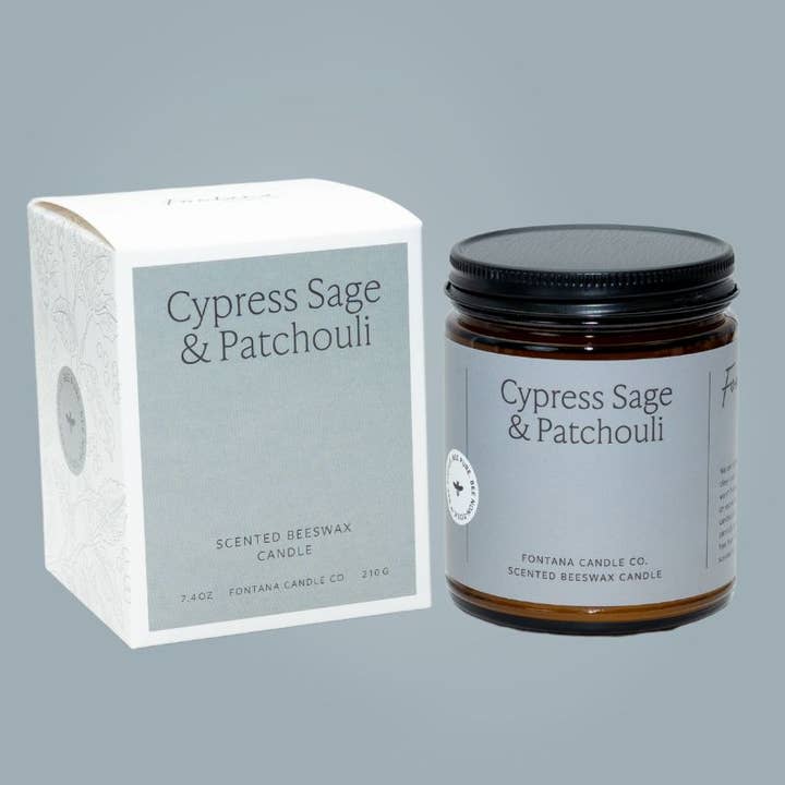 Fontana Candle Co. - Wholesale Jar/Filled Candle - Cypress Sage & Patchouli Essential Oil Jar Candle: Non-Toxic