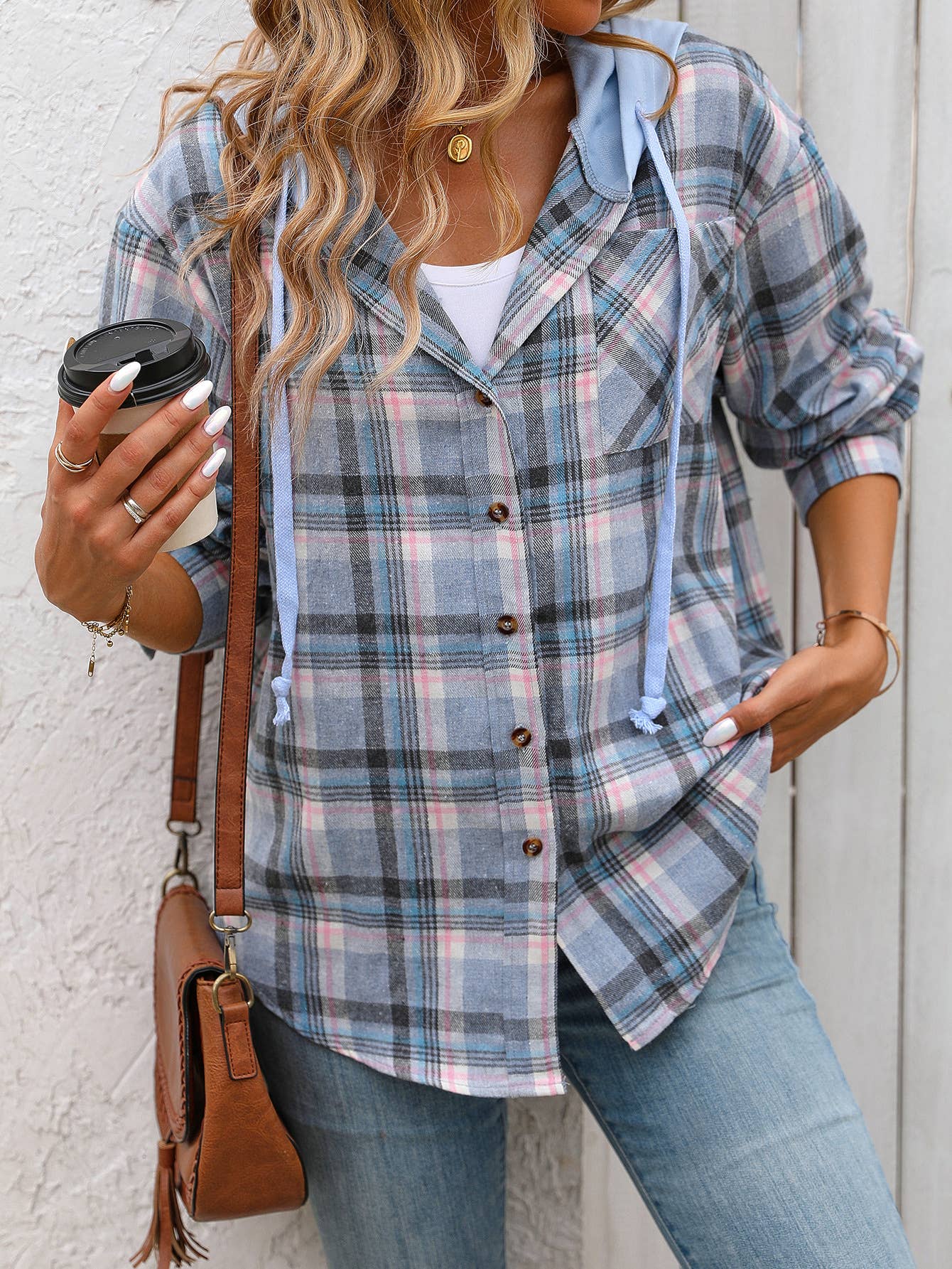 Lily Clothing - Wholesale Button Down Shirt - Women's - CASUAL FASHION OVERSIZE PLAID SHIRT4