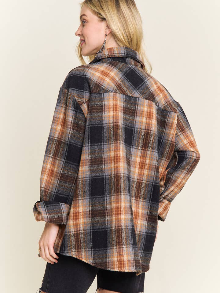 ADORA LA - Wholesale Jacket - Women's - CEJ2586G-PLAID ROLLED SLEEVES BUTTON DOWN SHACKET29