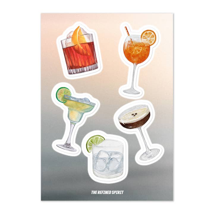 Cocktails - Klistermærkepakke for engroshandel hos The Refined Spirit