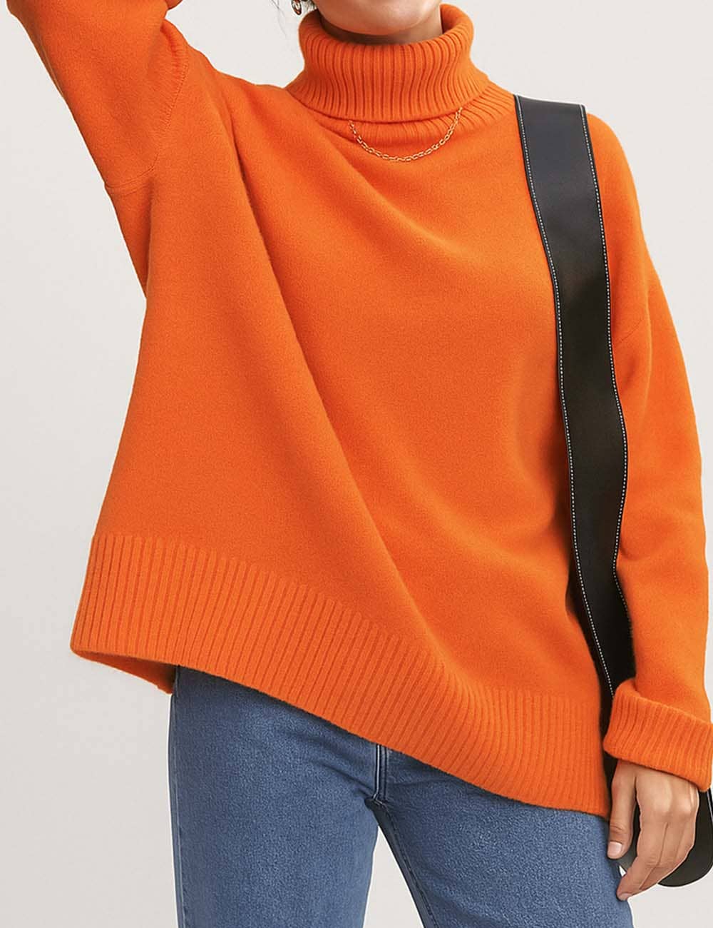 Sweetkama - Venta al por mayor Jersey de punto - Mujer - Suéter de punto para mujer con cuello alto y color sólido 56053