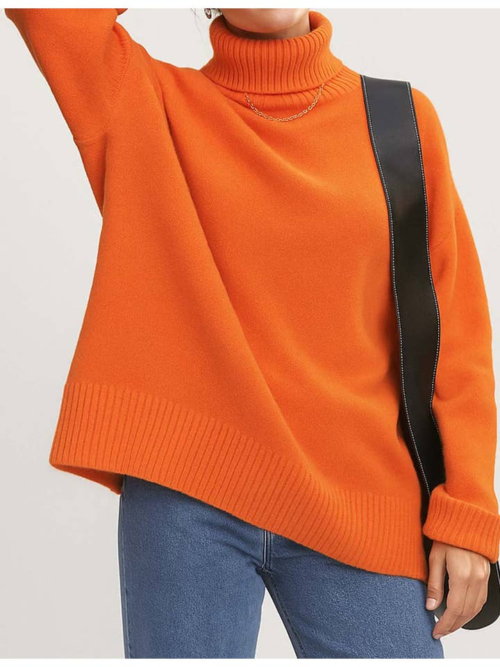 Sweetkama – Pulôver - Mulher por atacado – Camisola de malha de gola alta de cor sólida para senhora 56055