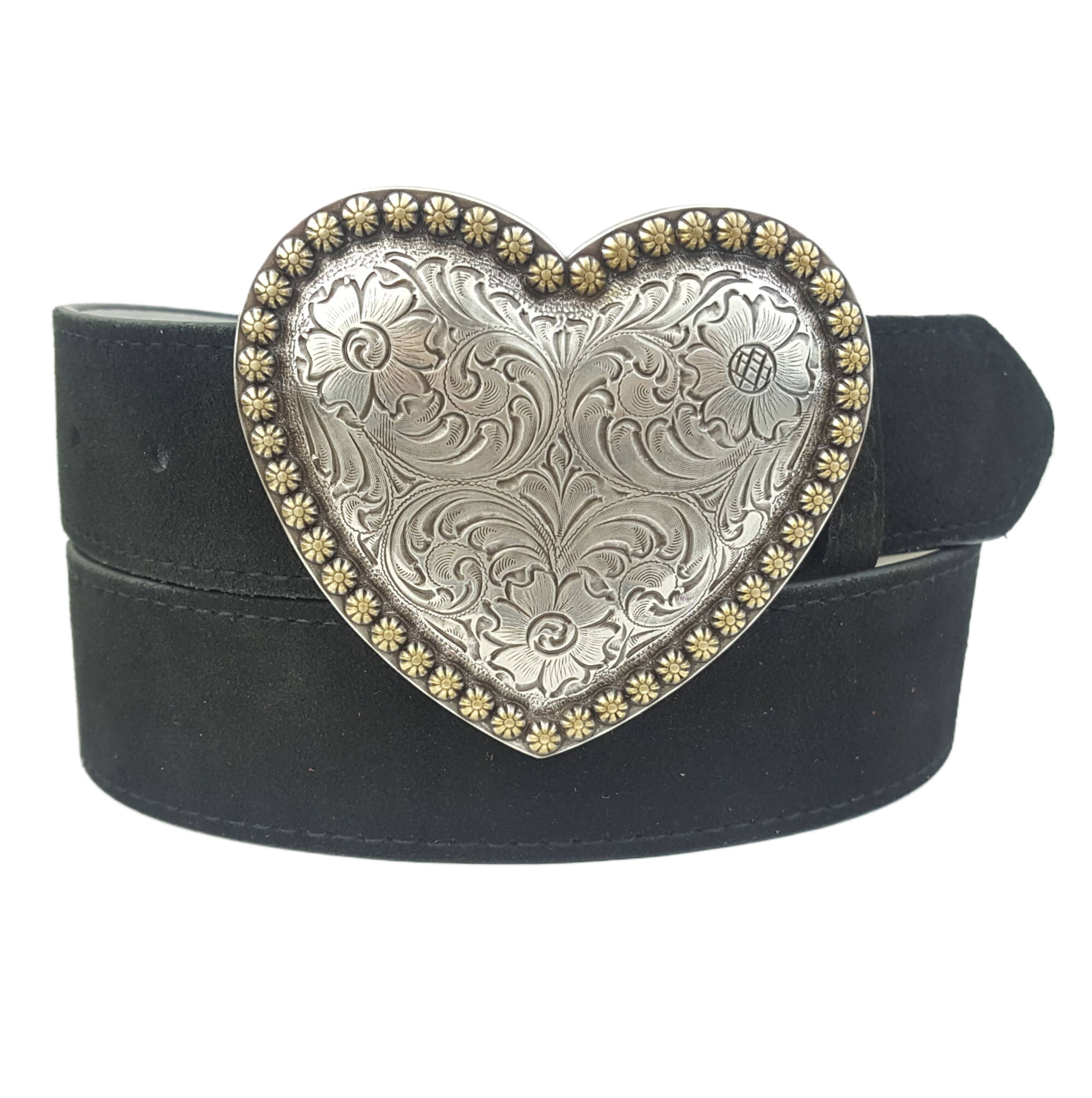 Axesoria West – wholesale Belt – Women's – Western Heart Buckle w. Genuine Suede Belt1
