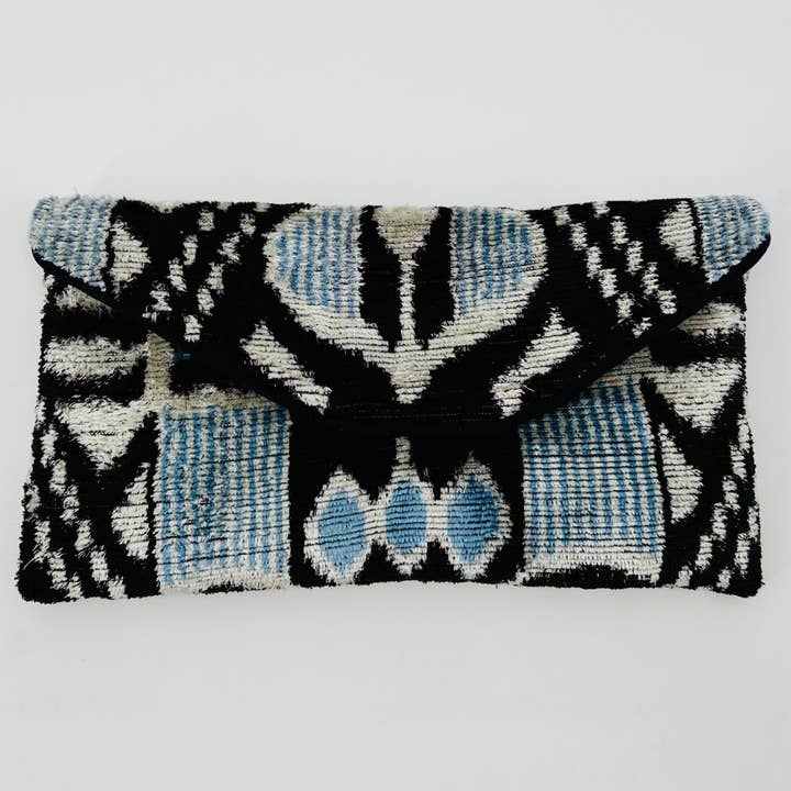 Blue and Black Lily Envelope Clutch for wholesale by Baldiz