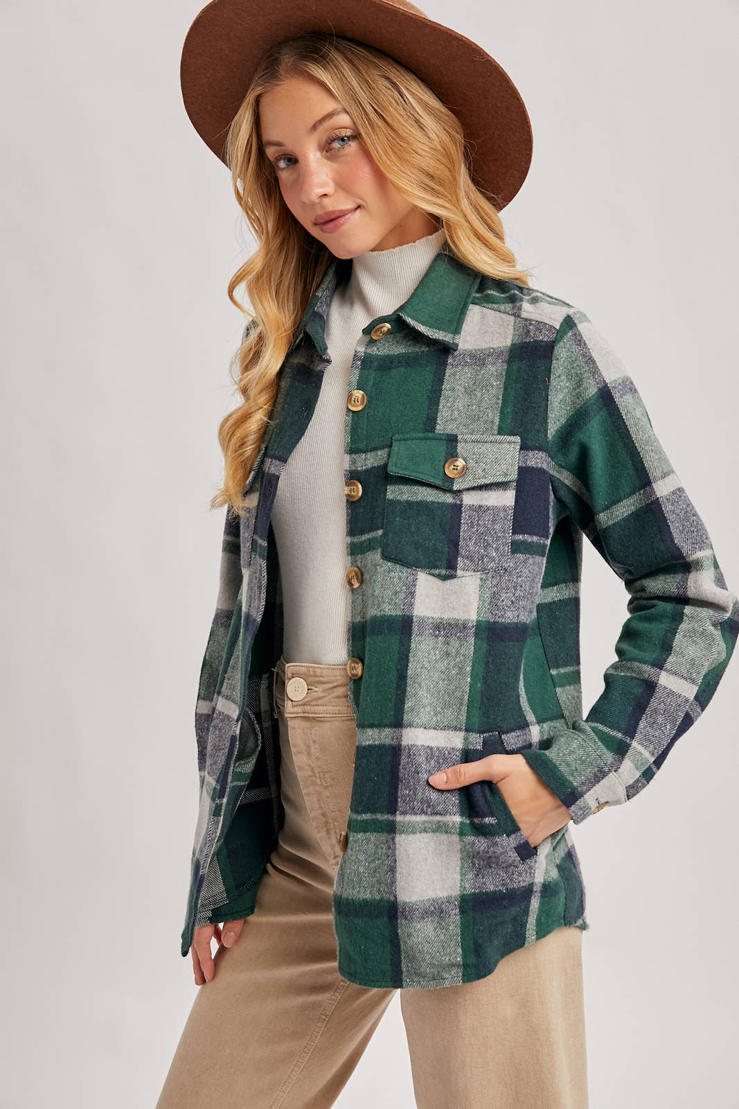 Bluivy - Wholesale Shirt Jacket/Shacket - Women's - FLANNEL PLAID SHACKET WITH POCKETS6