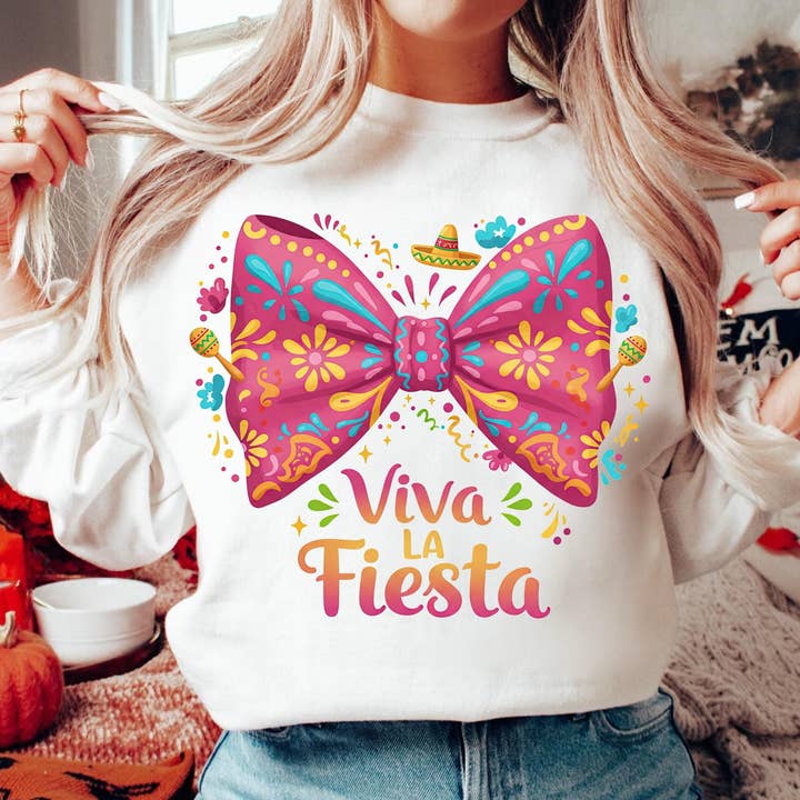 NVC Ecommerce LLC - Wholesale T-Shirt (Graphic) - Women's - Viva La Fiesta Coquette Bow Shirt, Cinco De Mayo Sweatshirt1