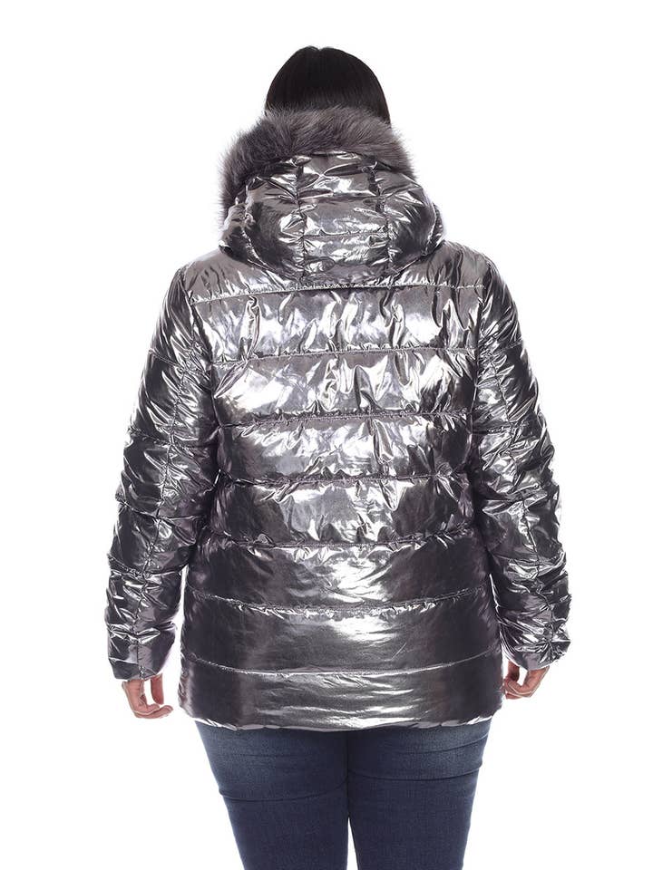 WHITE MARK - Vendita all'ingrosso Cappotto - Donna - Piumino metallizzato con cappuccio - Taglie Forti22