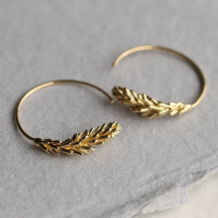 Silk Purse, Sow's Ear - Wholesale Hoop Earrings - Tiny Gold Leaf Hoop Earrings