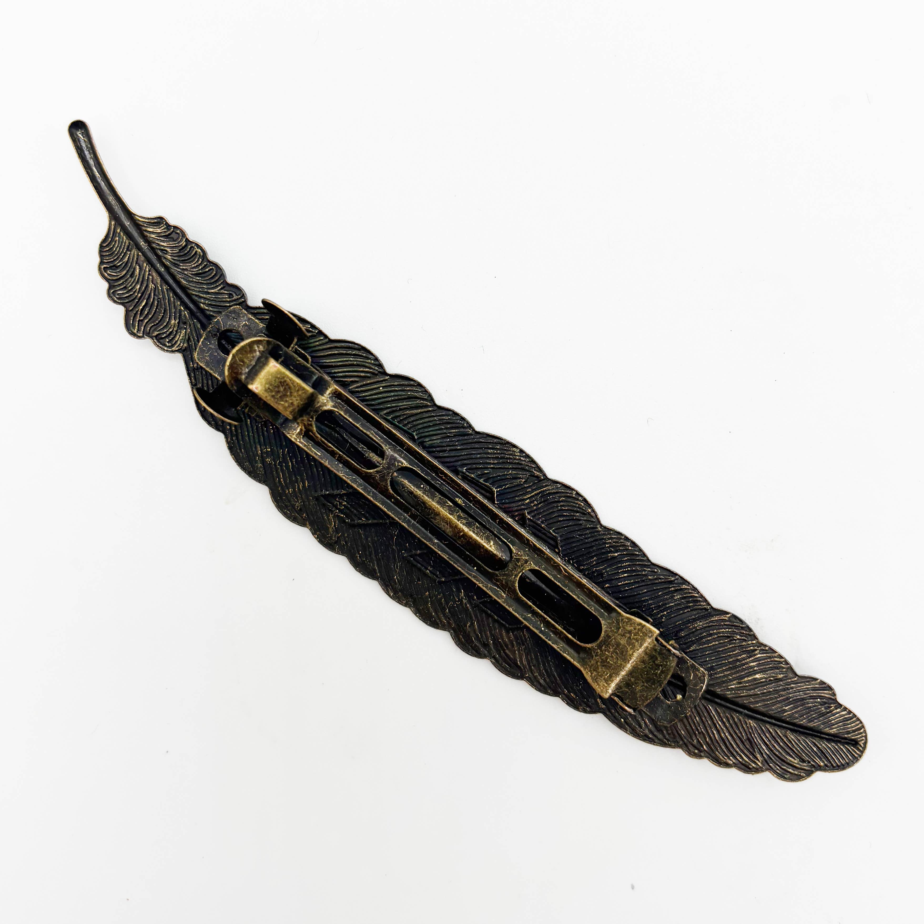 Gleeful Peacock - Wholesale Barrette - Women's - Feather Quill Boho Barrette1