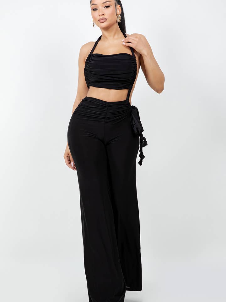 TWISTED STRING DETAIL JUMPSUIT for wholesale by Belita Collection