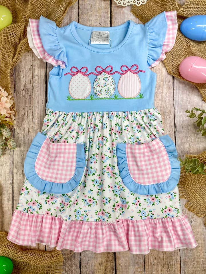 Easter Eggs & Bows Twirl Dress for wholesale by The Hair Bow Company