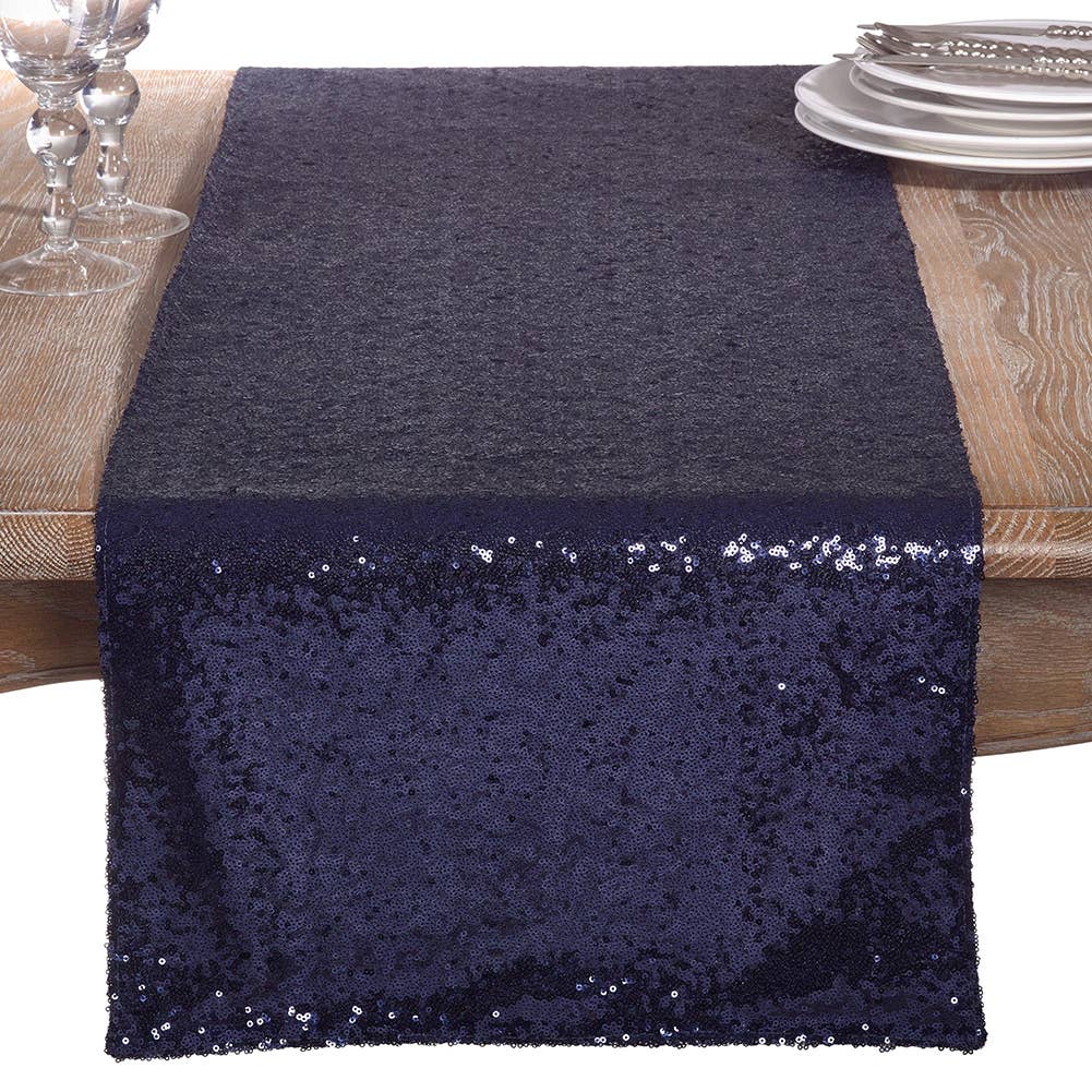 Fennco Styles – wholesale Table runner – Navy Blue Shimmering Sequin Party Even Table Runner0