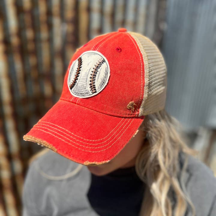 Lets Play Ball Vintage Washed Baseball Cap for wholesale by RiOak Design & Hat Co.