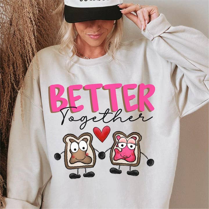 PB & J Valentine’s DTF Transfer | We're Better Together | Twins Designs for wholesale by Nashville Design House