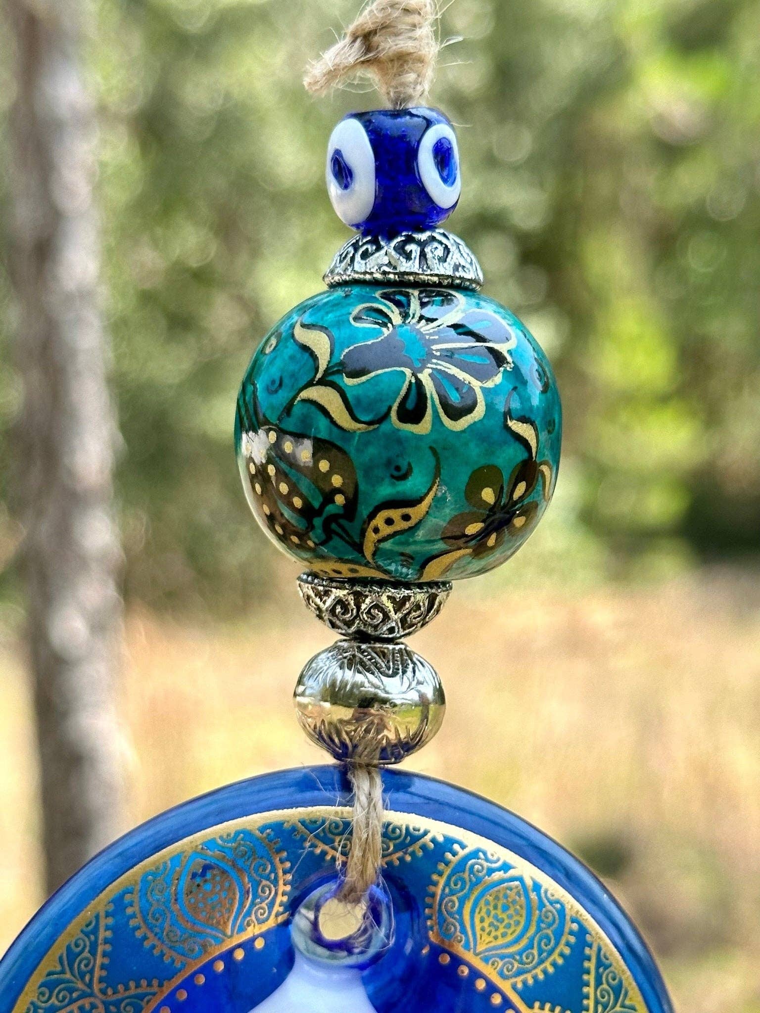 Guzel Handcrafts - Venta al por mayor Adornos - Adorno de pared ojo turco Nazar Boncuk mal de ojo, decoración boho moderna - bola cerámica pintada a mano - envío rápido5