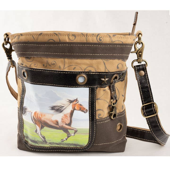 RUNNING HORSE CROSSBODY for wholesale by Clea Ray Canvas Bags & Clothing