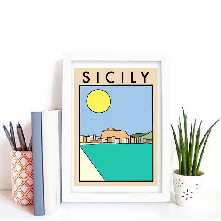 Imprimé voyage minimaliste en Sicile - Disponible en 6 tailles pour la vente par 2 Sisters
