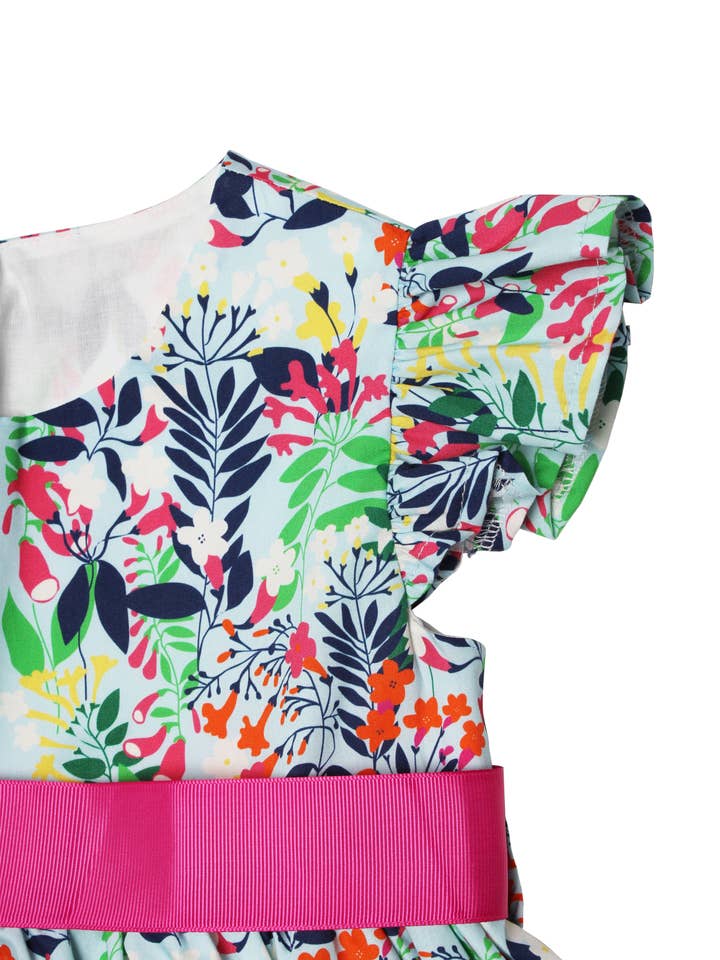 Minna - Wholesale Dress - Kids - Ruffle Sleeve Classic Party Dress - Vibrant Florals 10