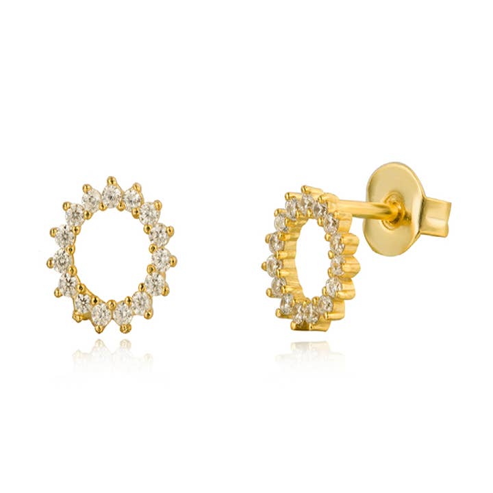 Lange øreringe/hoop zirconia - cirkel - sølv for engroshandel hos Buganto