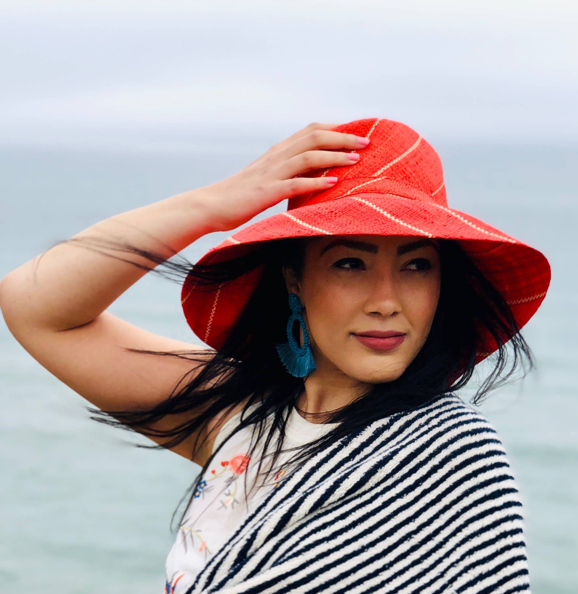 Shebobo - Wholesale Straw Hat - Women's - Monica 5" & 7" Wide Brim Pinstripe Packable Straw Sun Hats11