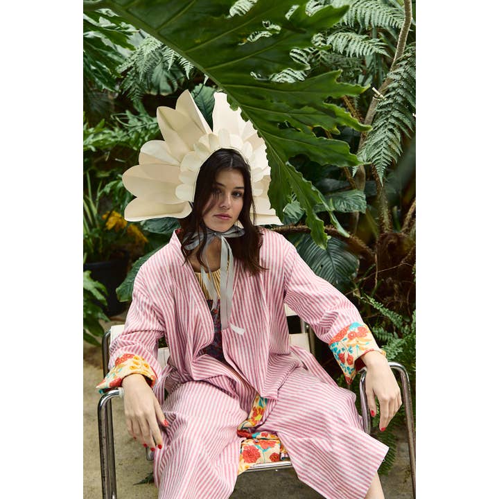 REVERSIBLE ROBE WITH STRIPES AND FLOWERS for wholesale by Iturrienea