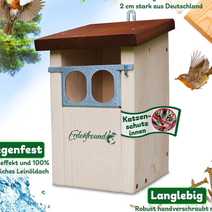 ERDENFREUND® Caja nido para petirrojos a prueba de gatos para venta al por mayor de Erdenfreund