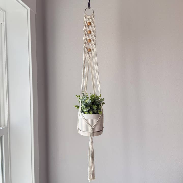 River Pattern Macramé Plant Hanger for wholesale by Meesh Drops