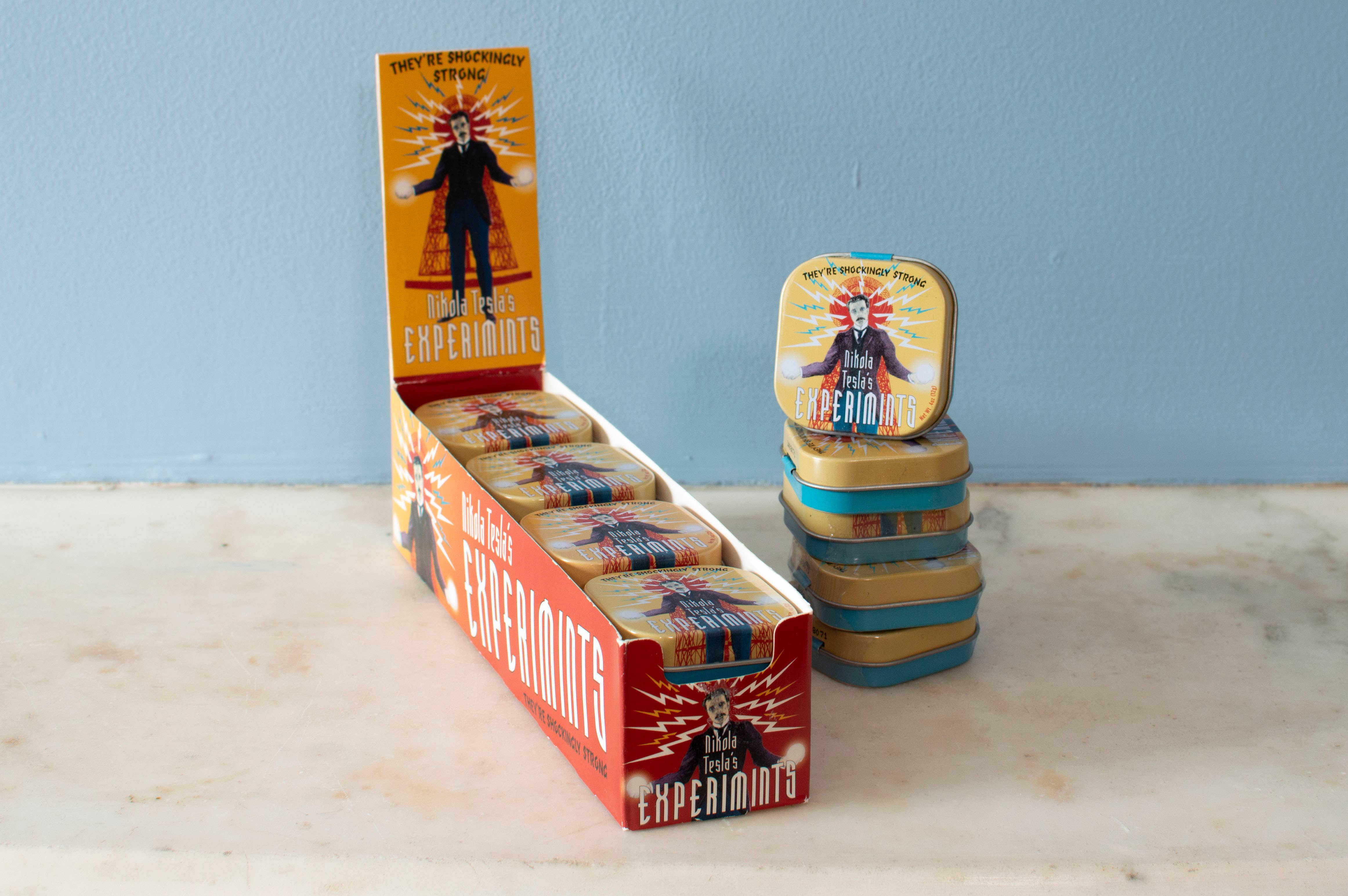 Unemployed Philosophers Guild – Pastilhas por atacado – Experimints de Nikola Tesla - Pastilhas de Hortelã em Lata Reutilizável2