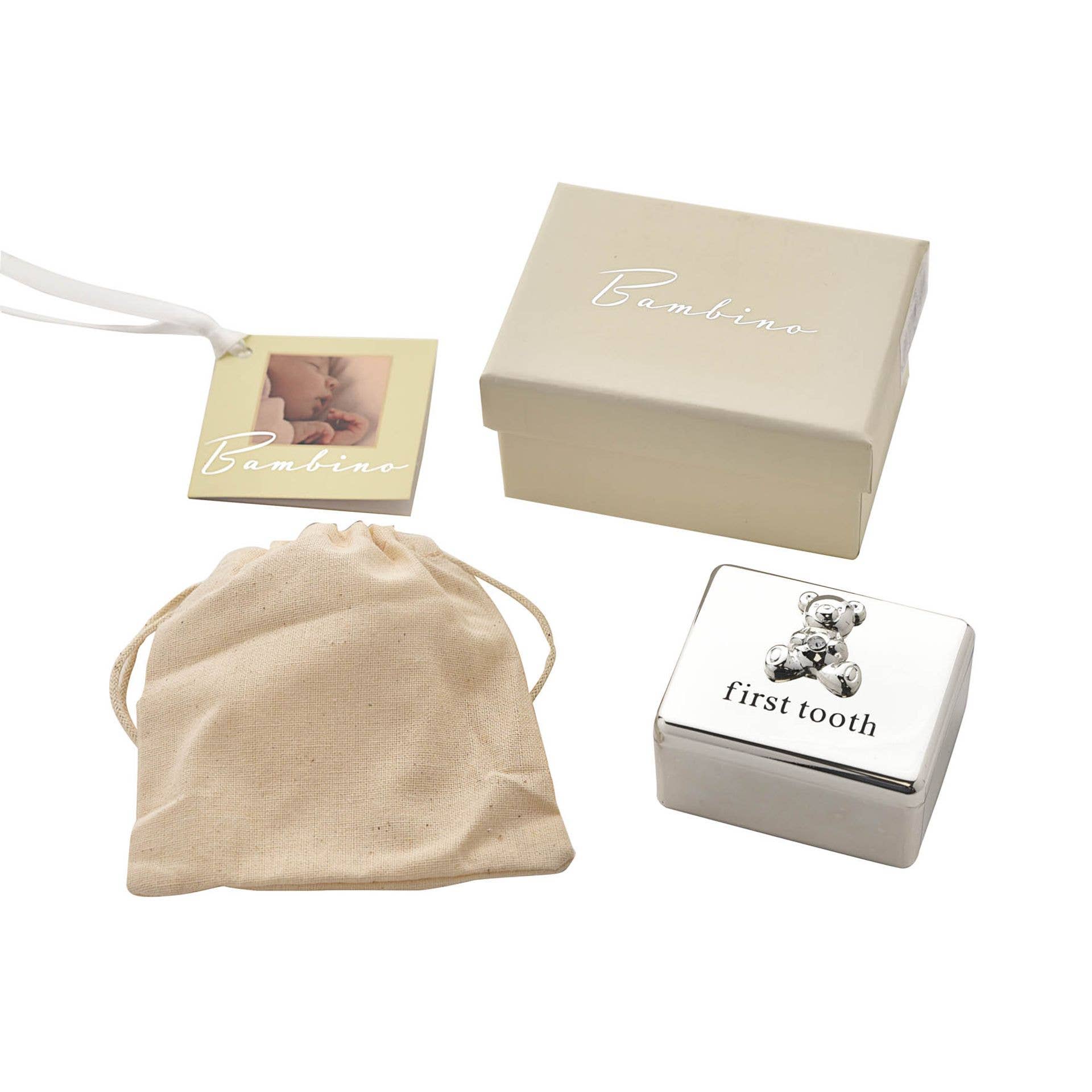 WIDDOP and Co. - Wholesale Tooth Holder - Kids - Bambino Silver Plated First Tooth Box with Teddy Icon3