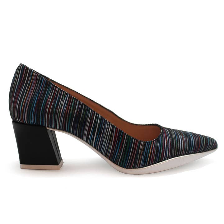 Lu Lu - Black Stripes Low heel dress Shoe for wholesale by Chanii B