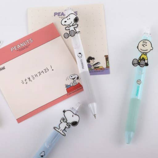 K_Wonderland - Wholesale Pen - Peanuts Chracters Clip Ballpoint Pen 0.5mm Black