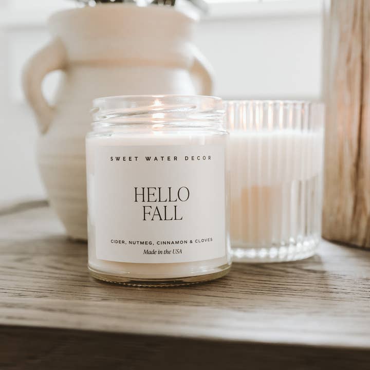 Sweet Water Decor - Wholesale Jar/Filled Candle - Hello Fall 9 oz Soy Candle - Fall Decor & Gifts2