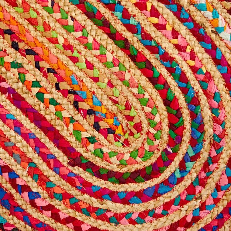 The Paper High Gift Company Limited - Wholesale Area Rug - Multi-coloured Jute And Cotton Oval Rag Rug3