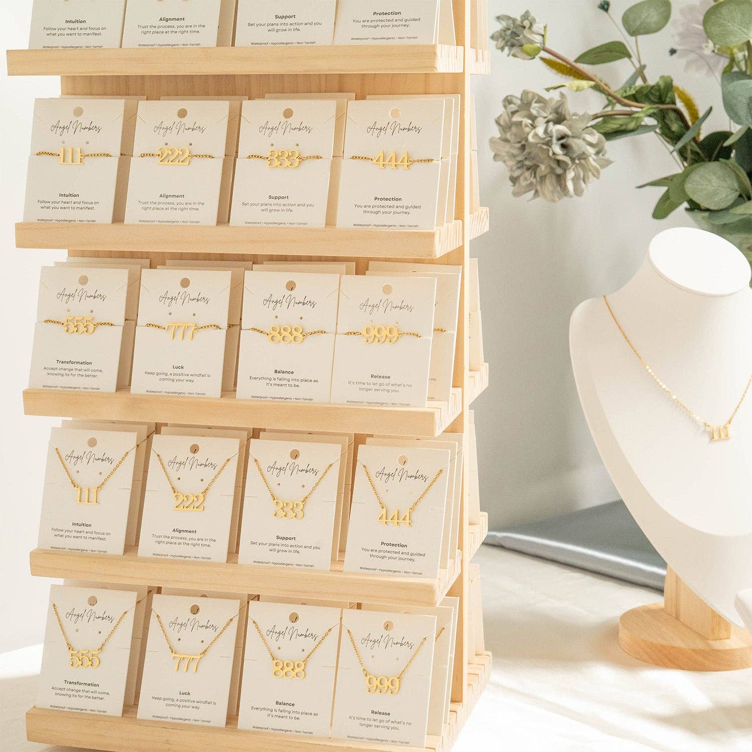 WJW - Venta al por mayor Soportes y estantes de exposición de joyas - Set de exhibición de joyería con números angelicales13