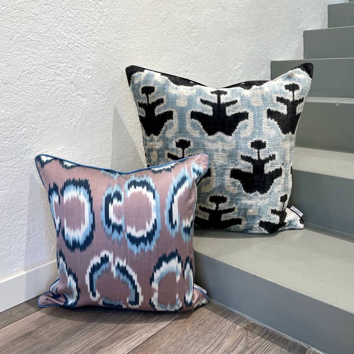Mila∞Miro by Emelie - Wholesale Throw Pillow Cover - Velvet Ikat Cushion Butterflies | Velvet Ikat Pillow Butterflies