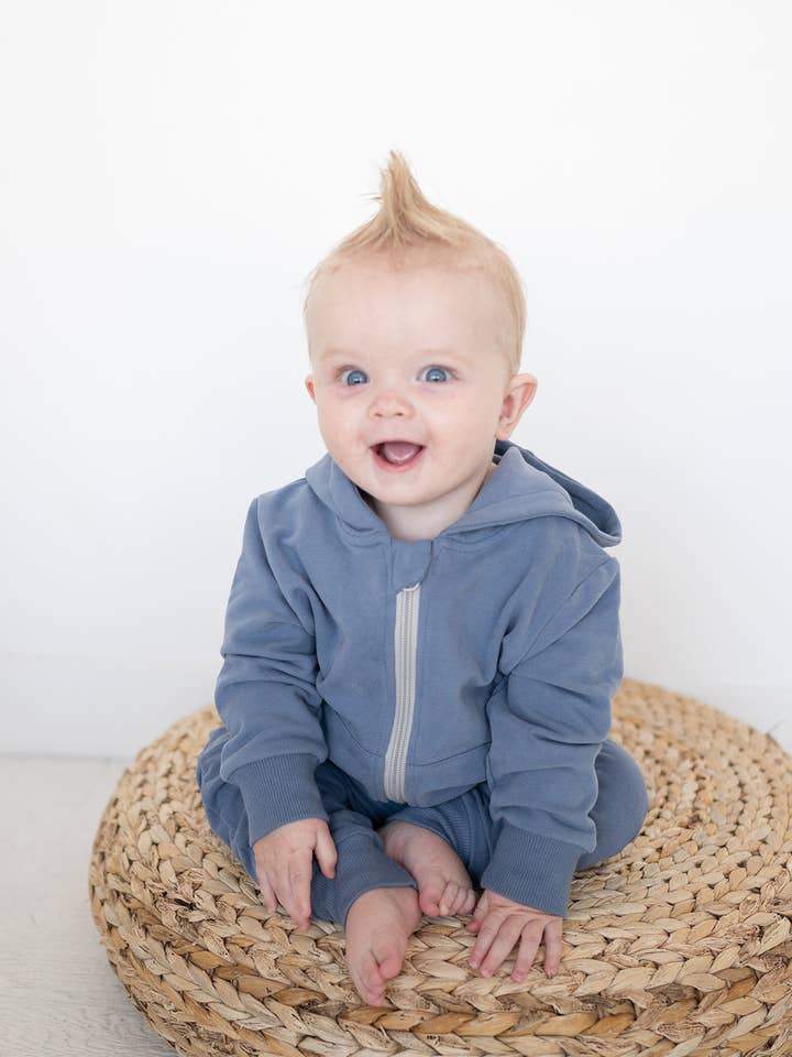 Blue Jay Organic Cotton 2-Piece Zip Jogger Sweatsuit for wholesale by Addie Joy company