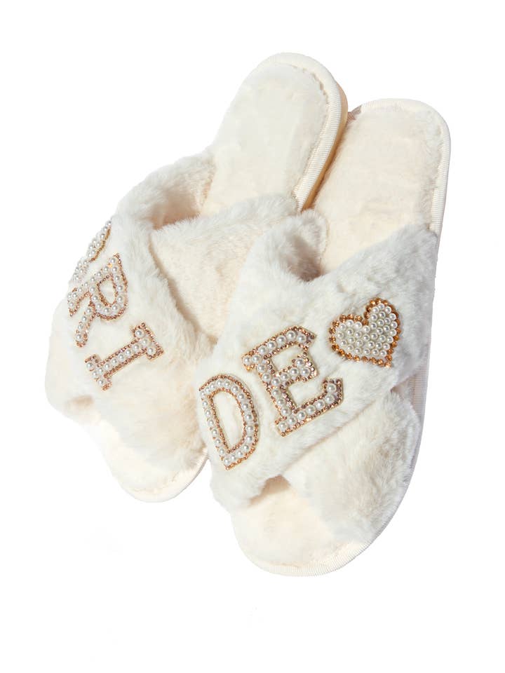 Sisters G Kids - Wholesale Slippers – Women's - Custom Pearl Bridal Slippers – Personalized Fuzzy Slides 7
