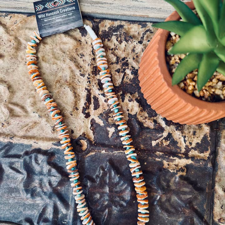 Wild Hancock Creations - Wholesale Beaded/Pearl Necklace - Orange Spiny Oyster Necklace/Genuine Turquoise Necklace8