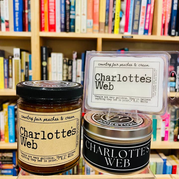NovelTea Bookstore & Gifts - Wholesale Jar/Filled Candle - Charlotte's Web - Peaches & Cream Scented Candle4