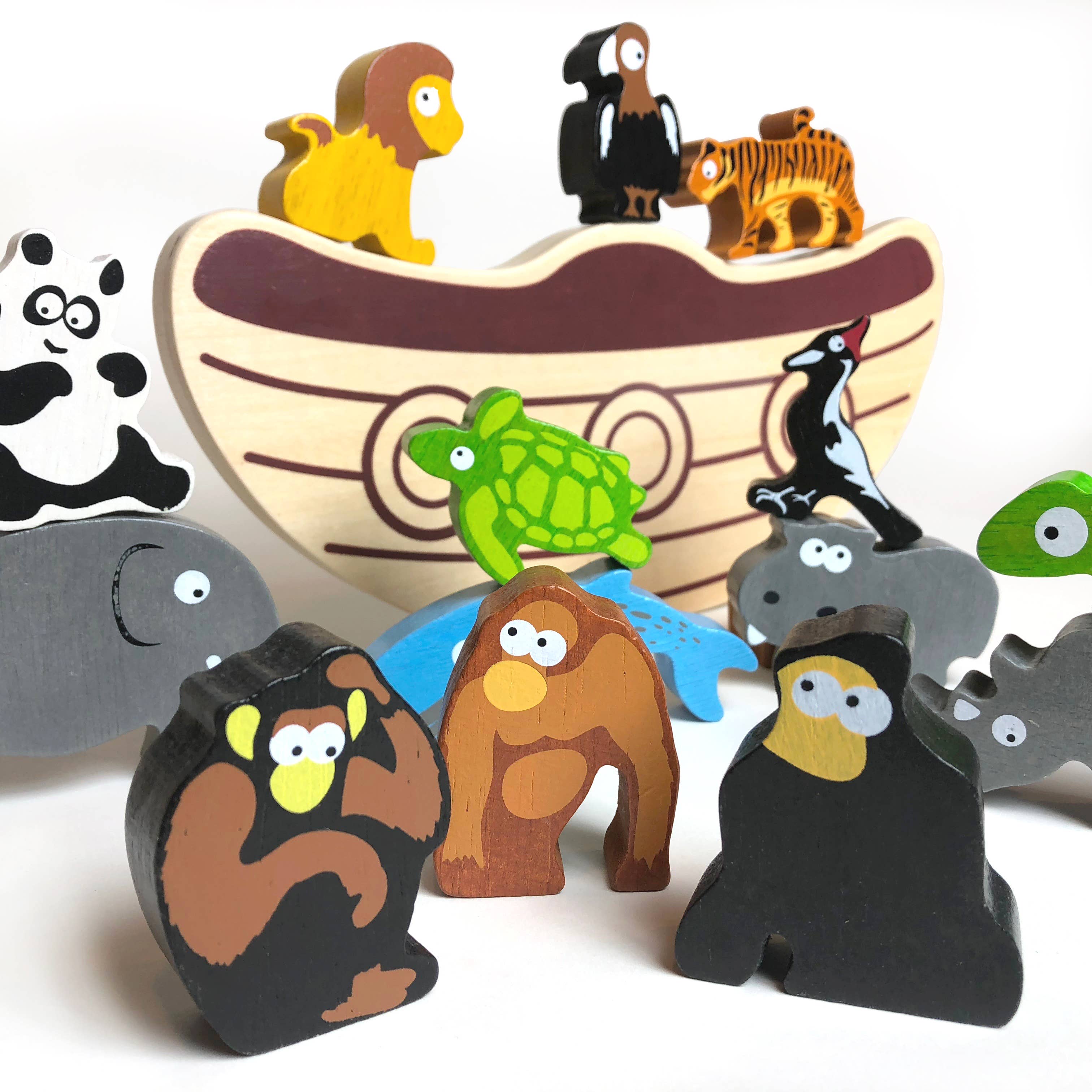 BeginAgain - Wholesale Wood Toy - Kids - Balance Boat Endangered Animals3