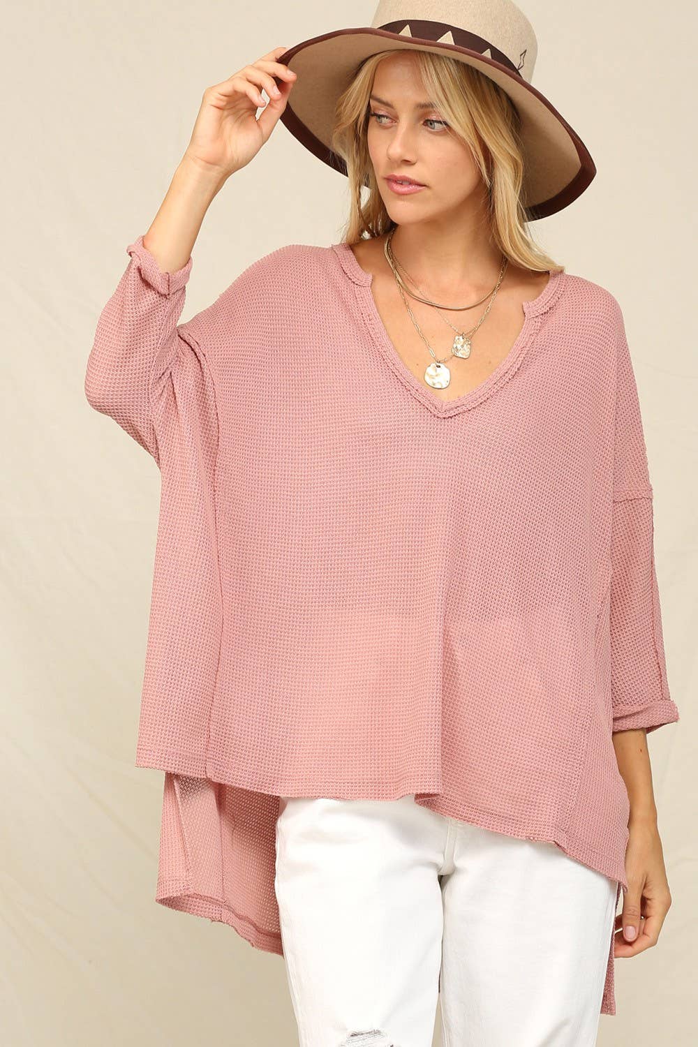 KyeMi - Wholesale Tunic - Women's - Thermal V-Neckline Exposed Seaming Top7