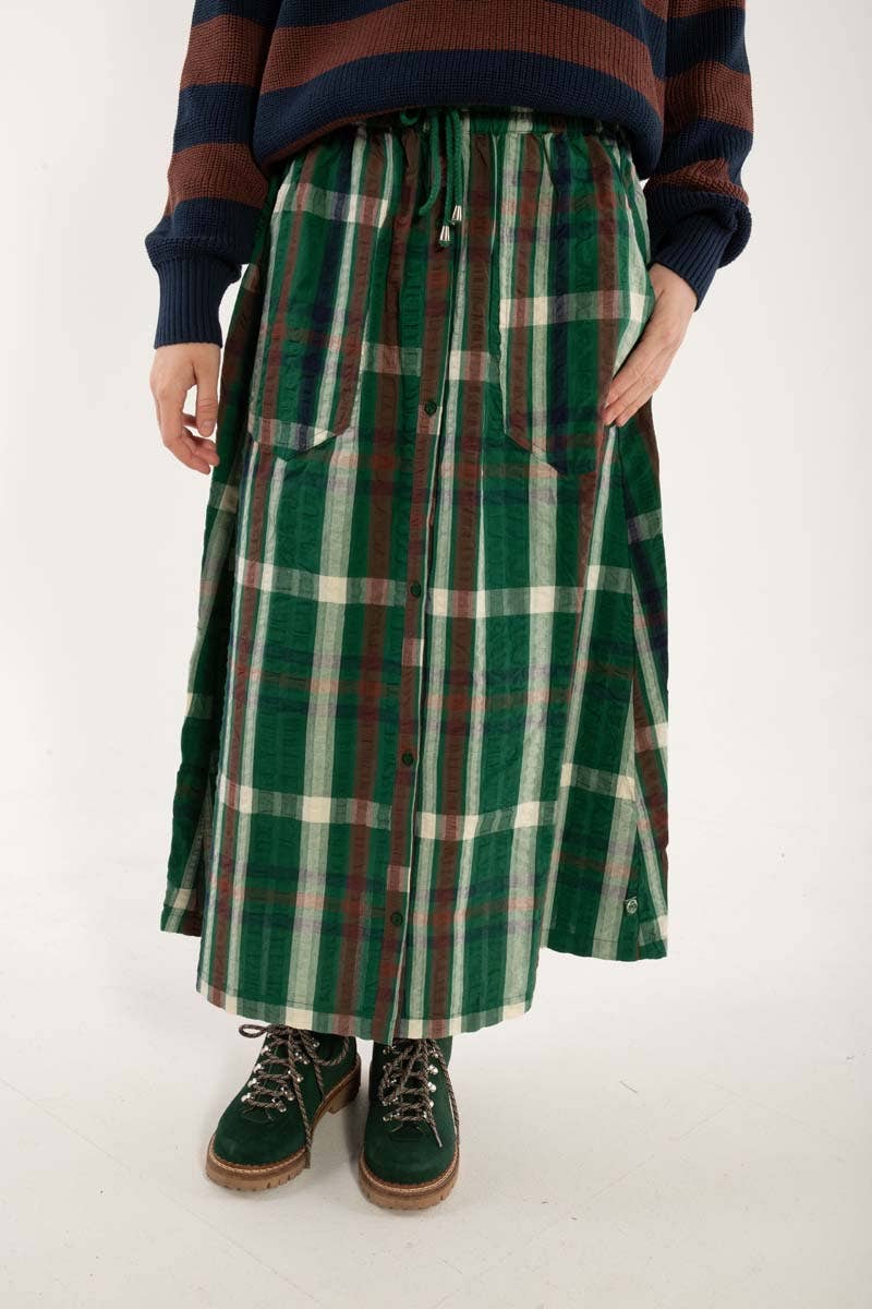 Danefae København - Wholesale Skirt - Women's - Danevisit Seersucker Skirt Dk Pine CHECK0
