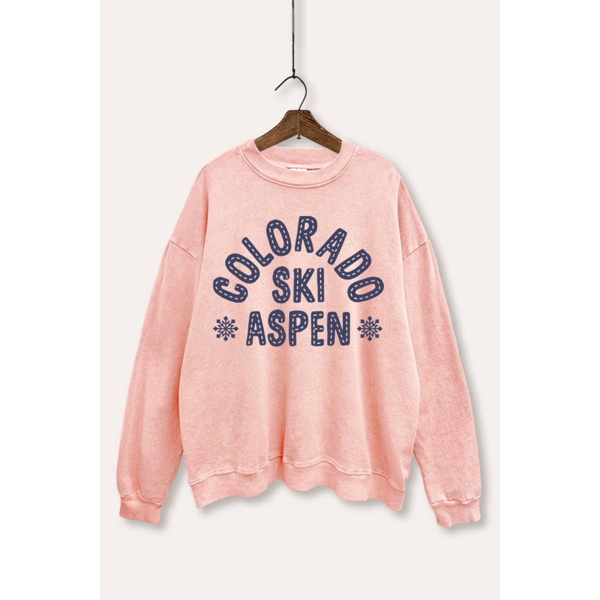 VINTAGE POINT USA - Wholesale Graphic Sweatshirt - Women's - COLORADO SKI ASPEN TYPOGRAPHY MINERAL WASH SWEATSHIRT5