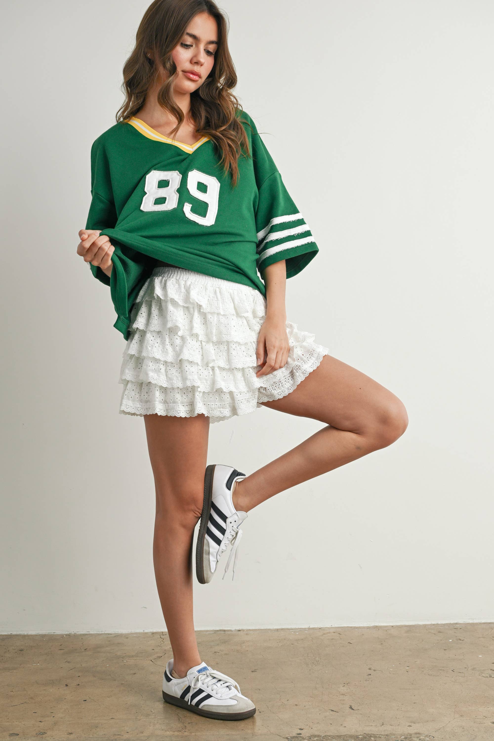 BUTTERMELON - Vendita all'ingrosso Maglietta - Donna - Maglia oversize sporty Varsity Spirit - BMT773425