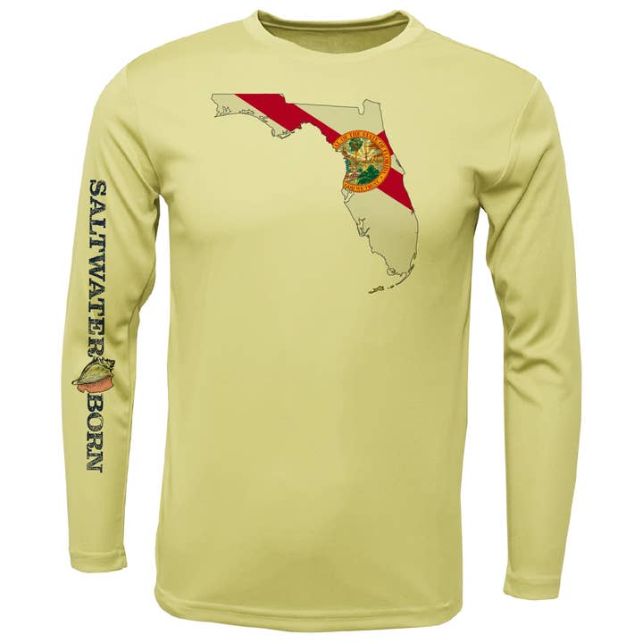 Key West, FL State of Florida Boy's Long Sleeve UPF 50+ Dry-Fit Shirt for wholesale by Saltwater Born