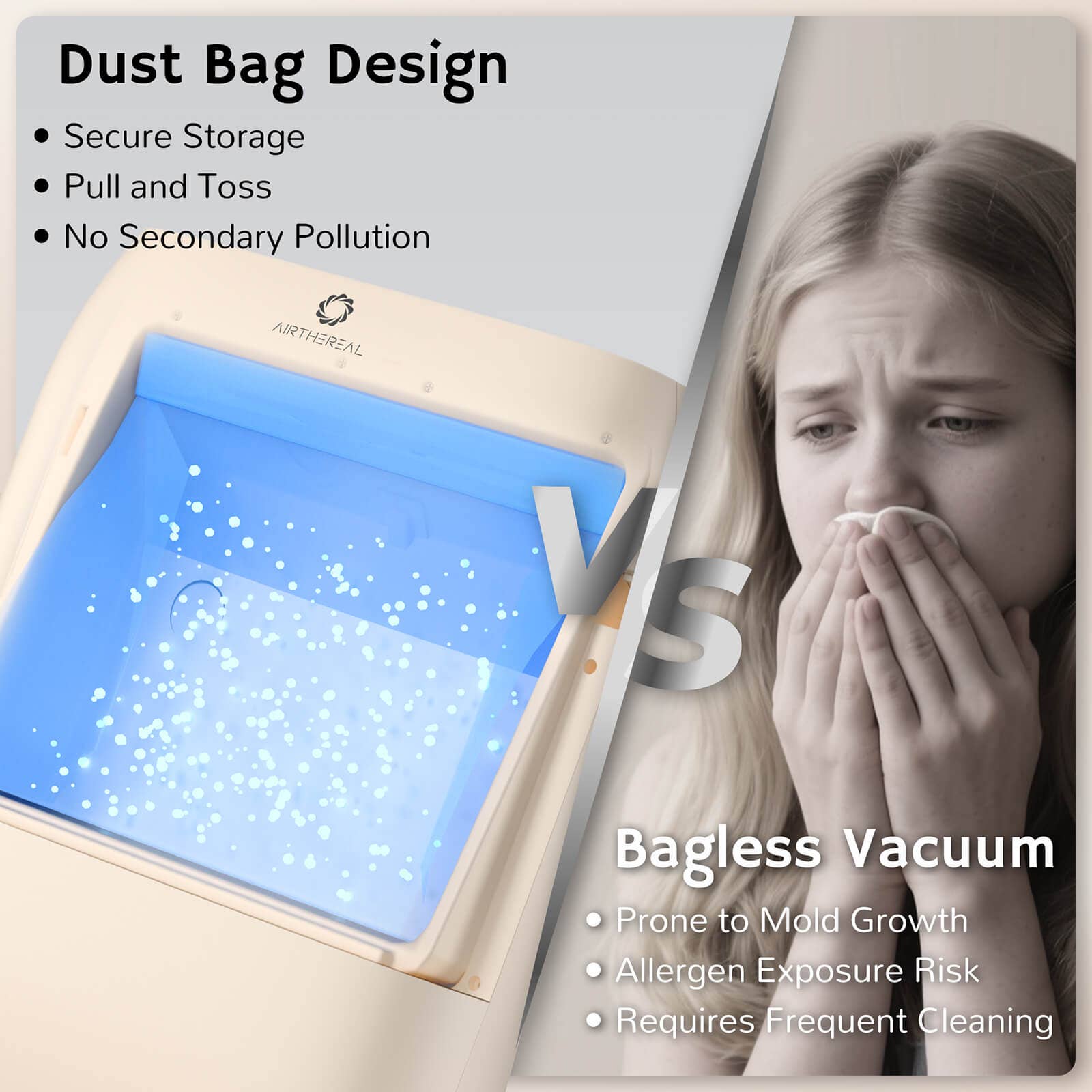 Airthereal - Wholesale Vacuum Cleaner - T1 Plus Touchless Vacuum Dustpan with 4.7L Dust Bag2