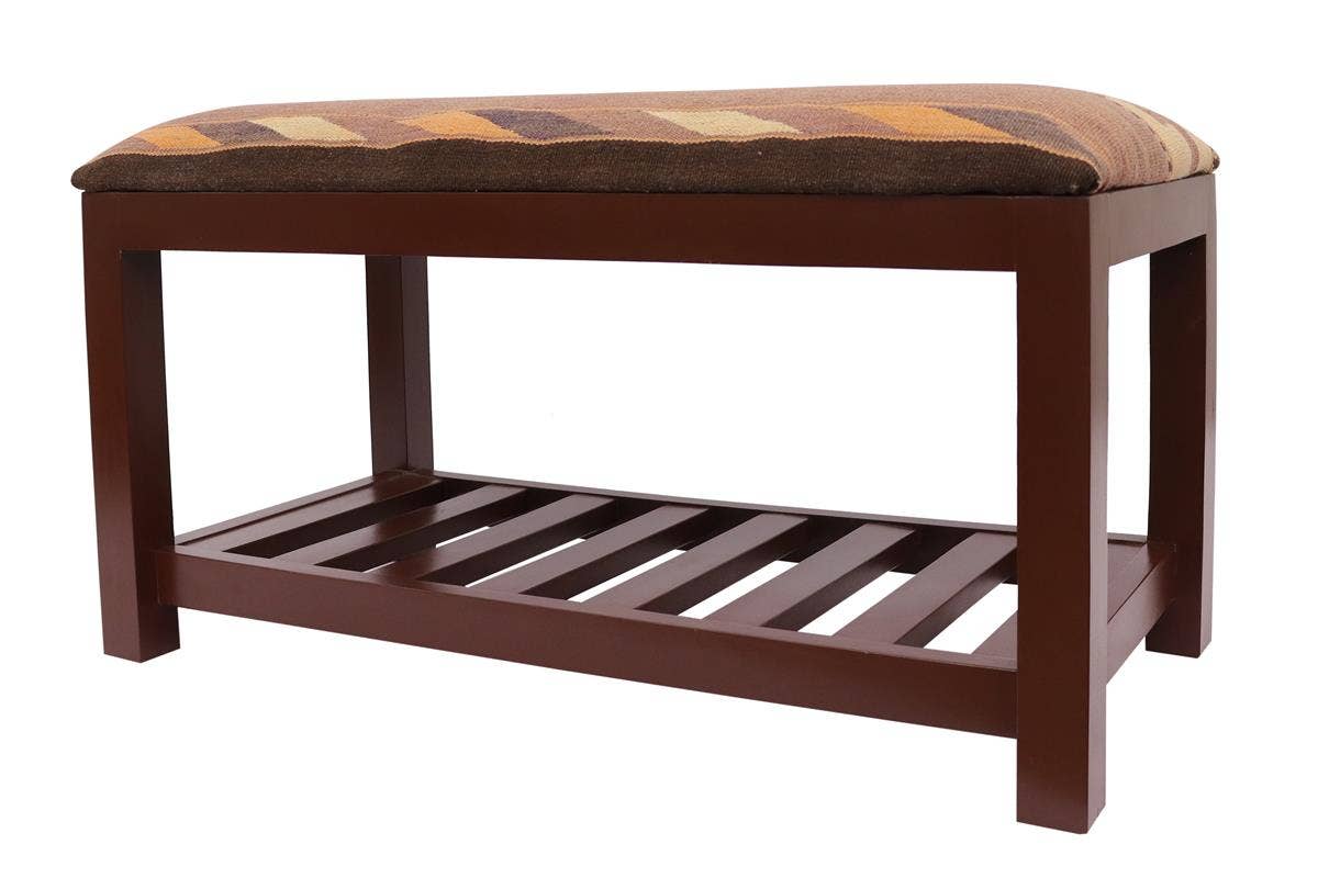 Arshs Fine Rugs - Wholesale Pouf - Urban Cash Kilim upholstered Handmade wood Storage Bench8